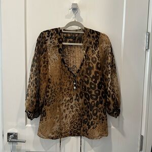 Patterson Kincaid Sheer animal print blouse